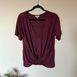 Lucky Brand Burgundy Keyhole Neck Twist Front Shirt Small